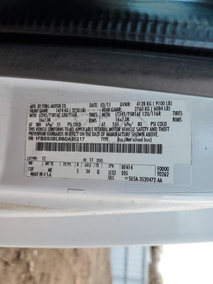 2011 Ford Econoline E350 Super Duty Wagon VIN: 1FBSS3BL6BDA90217 Lot: 43272975
