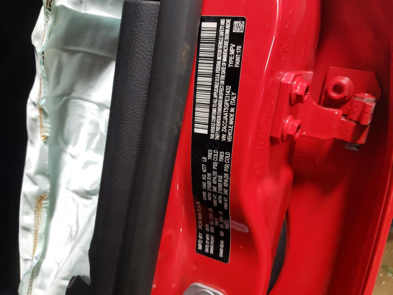 2016 Jeep Renegade Sport VIN: ZACCJAAT5GPE31432 Lot: 47251995