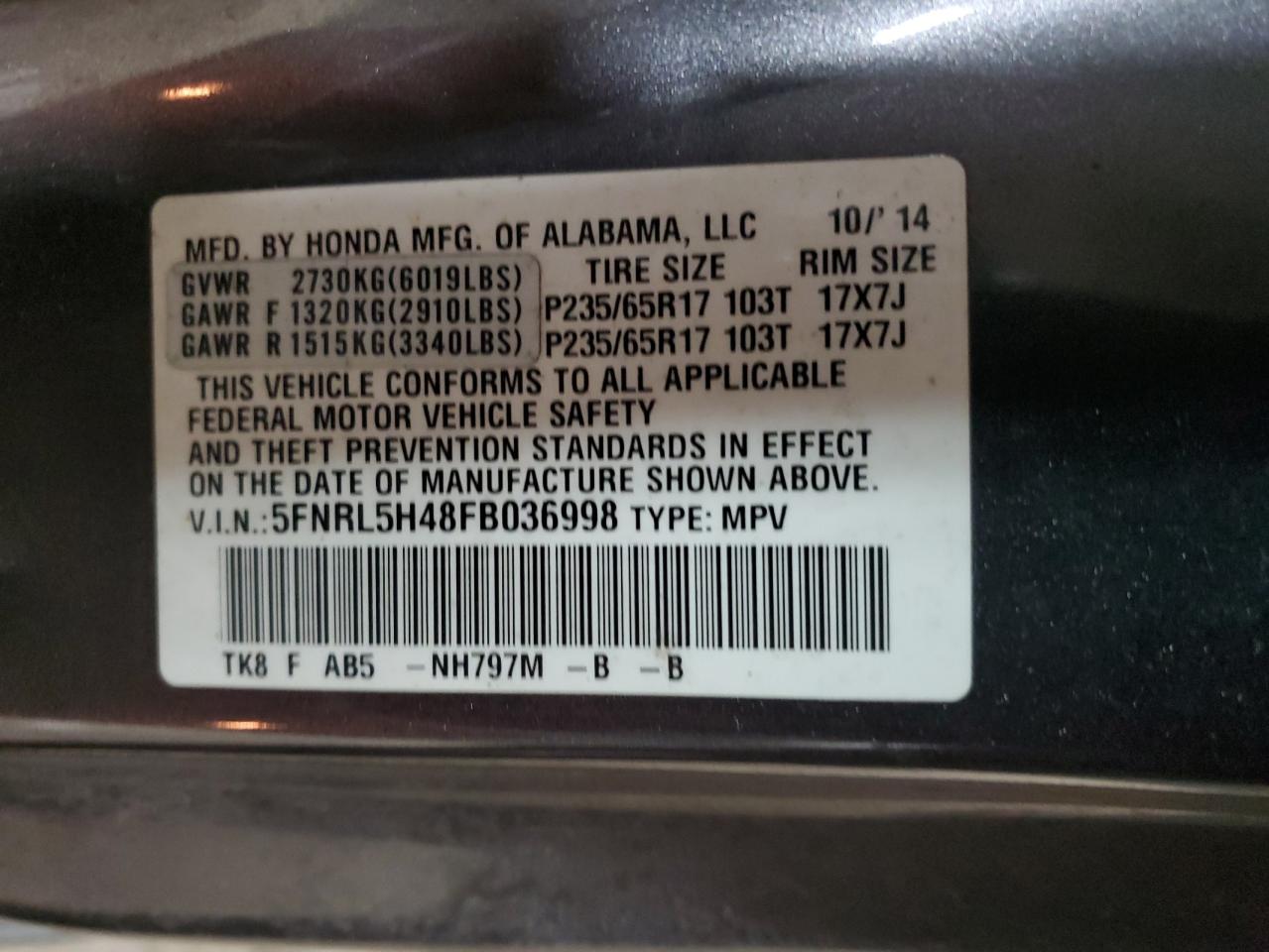 2015 Honda Odyssey - Image 13