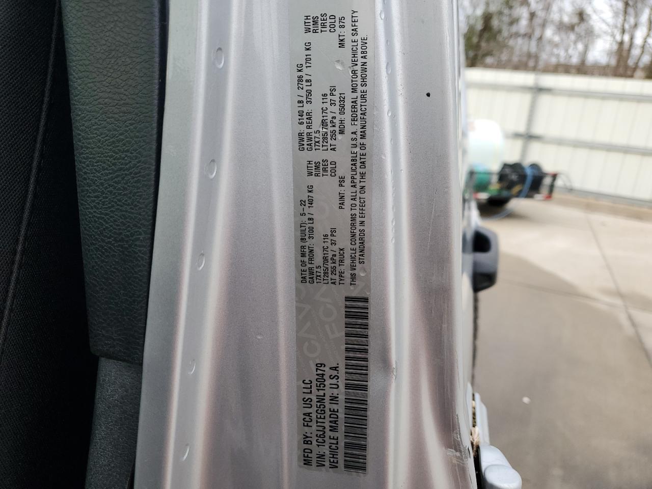 2022 Jeep Gladiator Mojave VIN: 1C6JJTEG5NL150479 Lot: 45053015