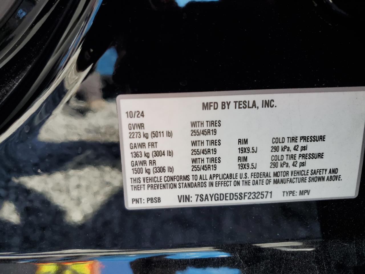 2025 Tesla Model Y VIN: 7SAYGDED5SF232571 Lot: 44107985