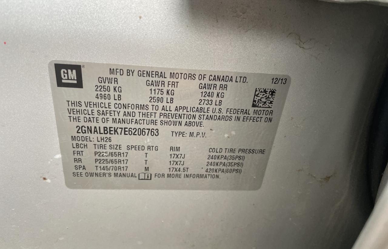 2014 Chevrolet Equinox Lt VIN: 2GNALBEK7E6206763 Lot: 44457455