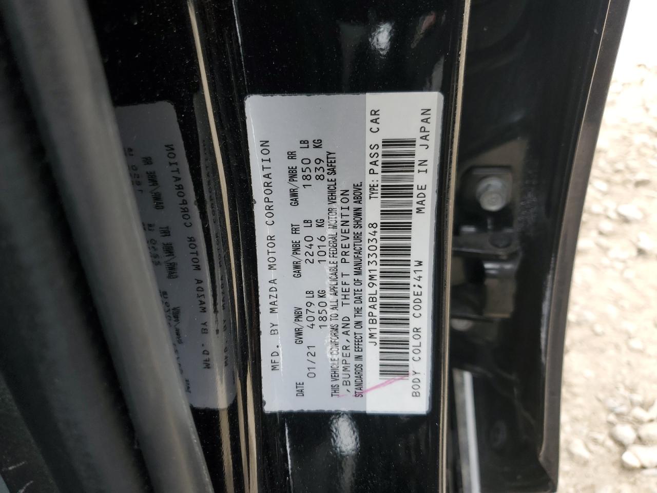 2021 Mazda 3 Select VIN: JM1BPABL9M1330348 Lot: 44456195