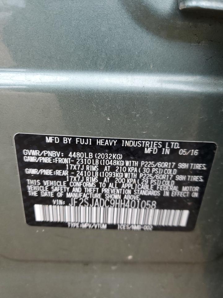 2017 Subaru Forester 2.5I Premium VIN: JF2SJADC9HH401058 Lot: 45708315