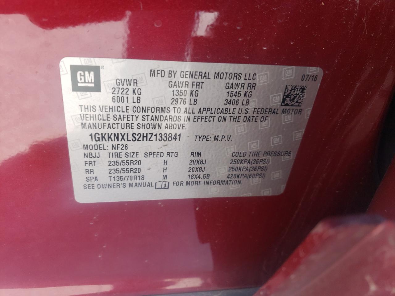 2017 GMC Acadia Denali VIN: 1GKKNXLS2HZ133841 Lot: 52674165