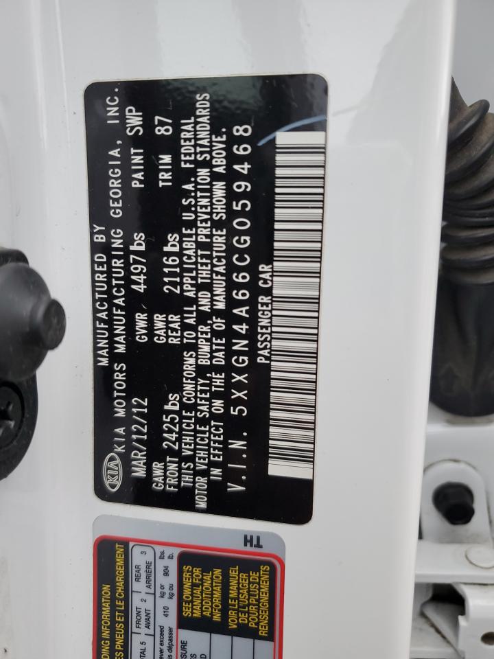 2012 Kia Optima Ex VIN: 5XXGN4A66CG059468 Lot: 45340995