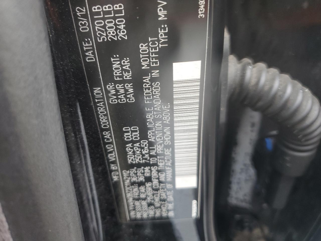 2012 Volvo Xc70 3.2 VIN: YV4940BZ2C1142112 Lot: 47205135