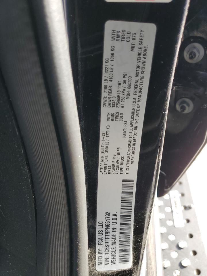 2023 Ram 1500 Big Horn/Lone Star VIN: 1C6SRFFT9PN661792 Lot: 44772755
