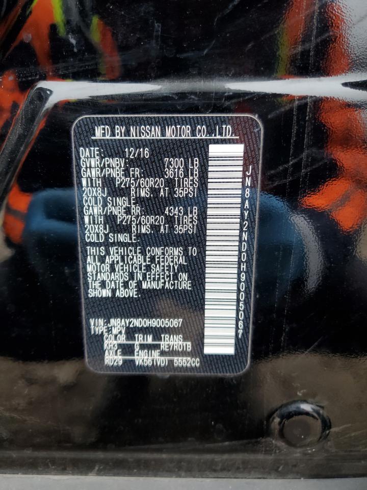 2017 Nissan Armada Sv VIN: JN8AY2ND0H9005067 Lot: 43998005