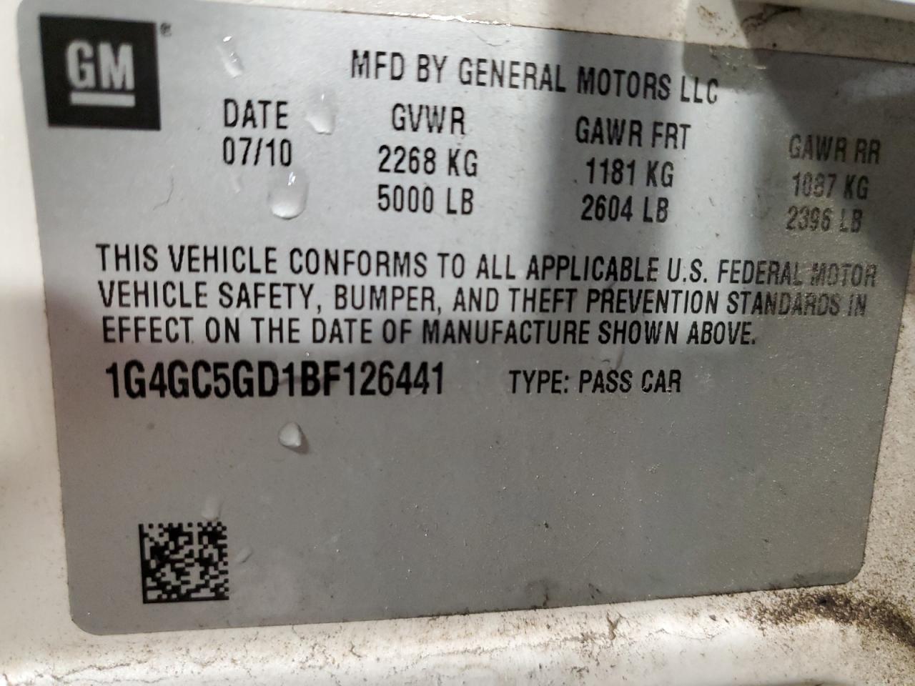 2011 Buick Lacrosse Cxl VIN: 1G4GC5GD1BF126441 Lot: 42817405