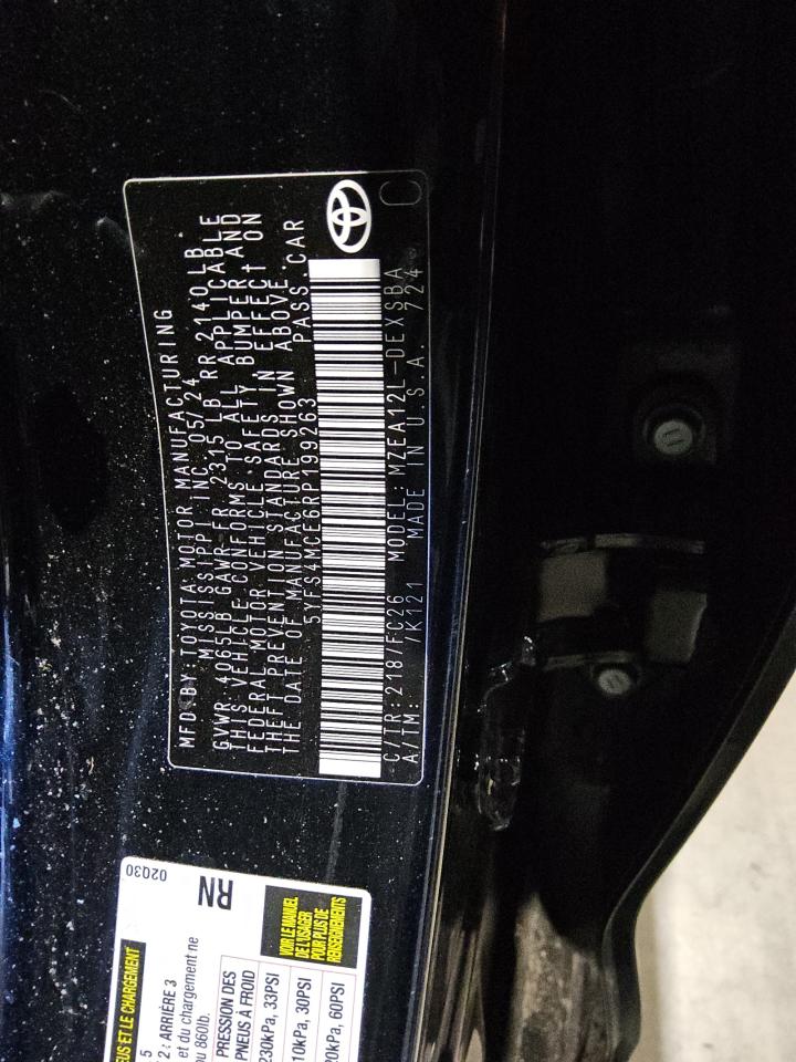 5YFS4MCE6RP199263 TOYOTA COROLLA 2024