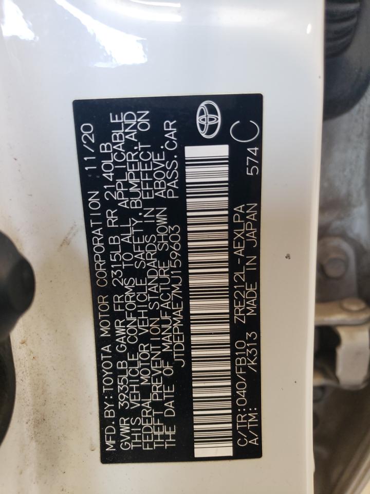 2021 Toyota Corolla Le VIN: JTDEPMAE7MJ159603 Lot: 45173055