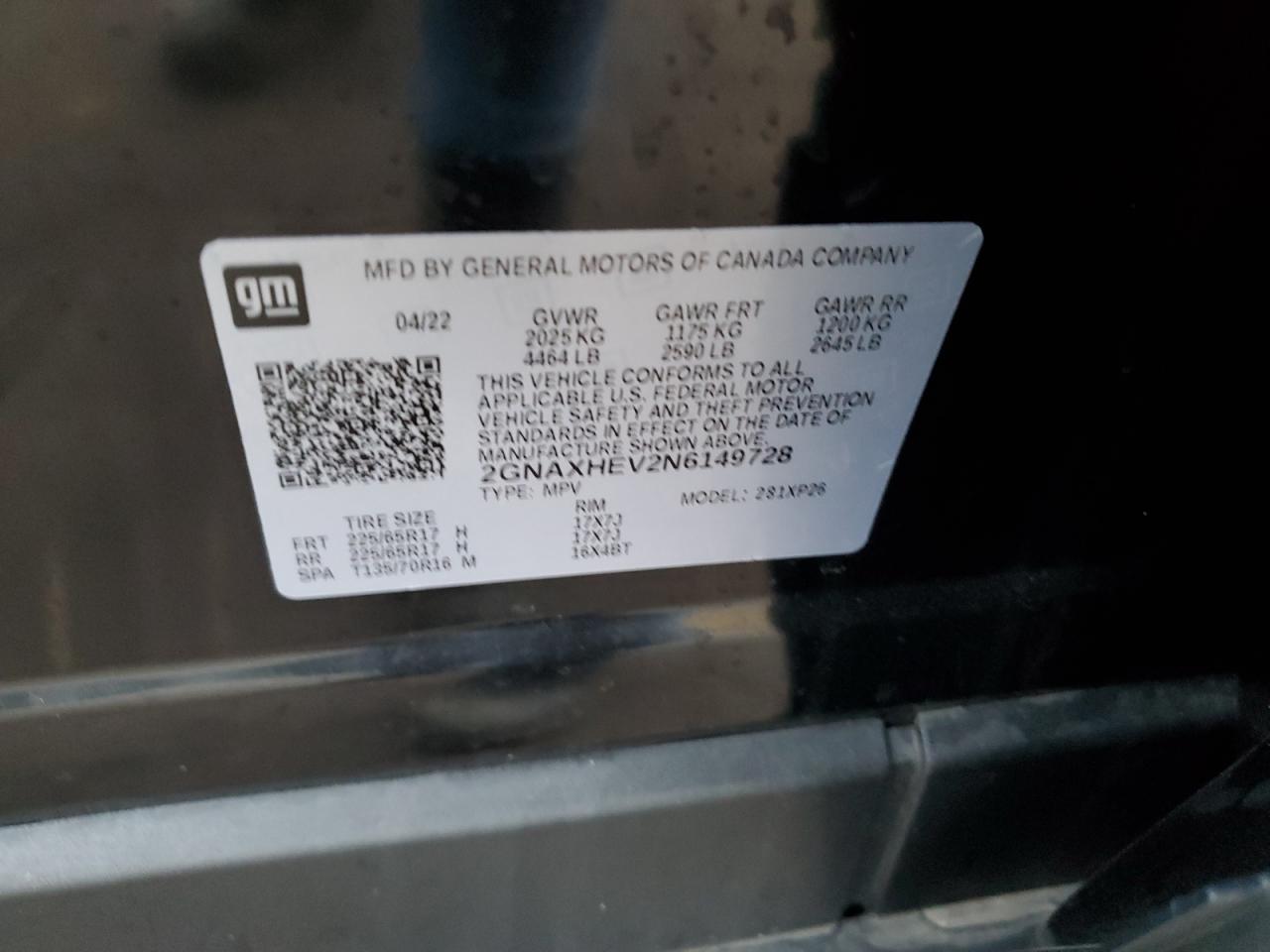 2022 Chevrolet Equinox Ls VIN: 2GNAXHEV2N6149728 Lot: 47017045