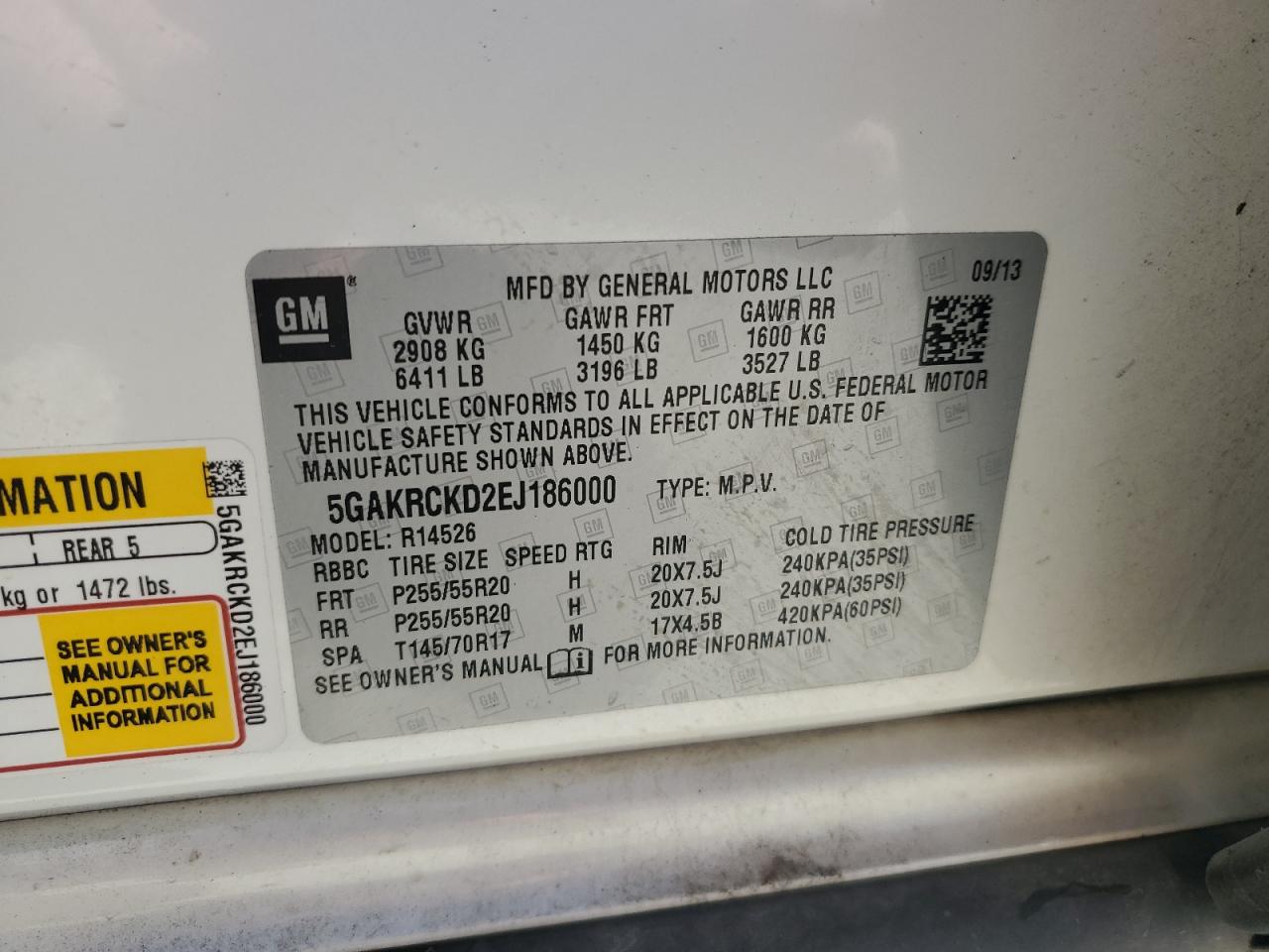 2014 Buick Enclave VIN: 5GAKRCKD2EJ186000 Lot: 46842085