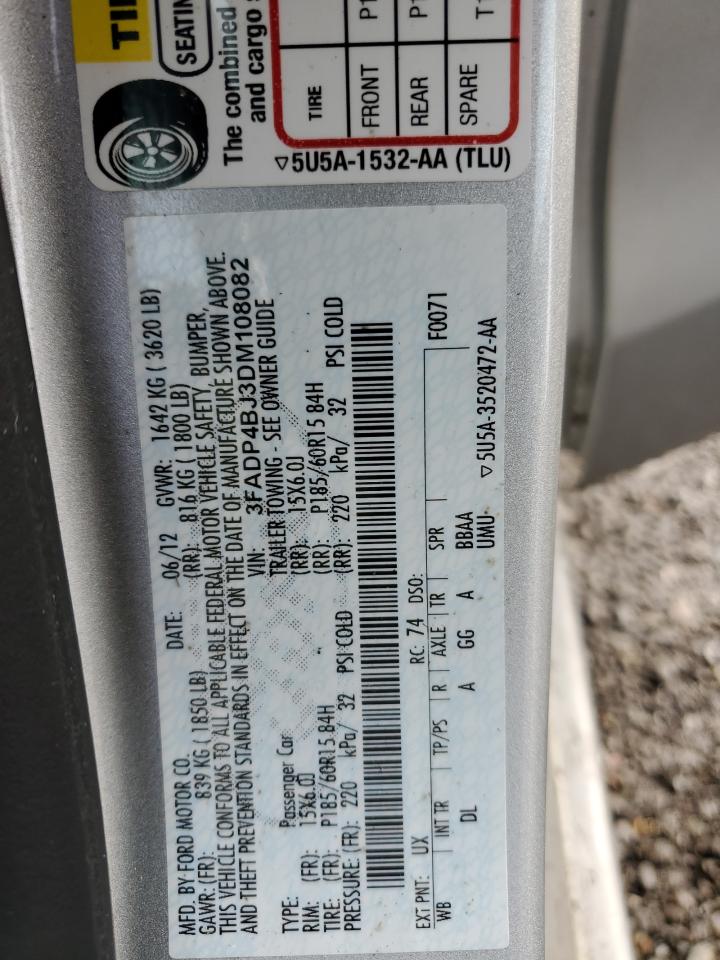 2013 Ford Fiesta Se VIN: 3FADP4BJ3DM108082 Lot: 46719525