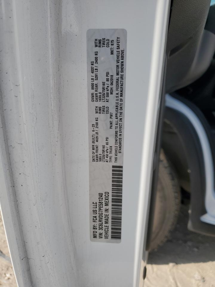 2023 Ram Promaster 2500 2500 High VIN: 3C6LRVDG7PE581240 Lot: 54950205