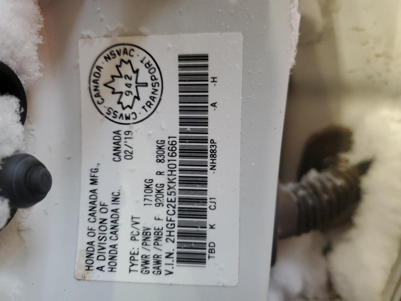 2019 Honda Civic Lx VIN: 2HGFC2E5XKH016661 Lot: 45586225