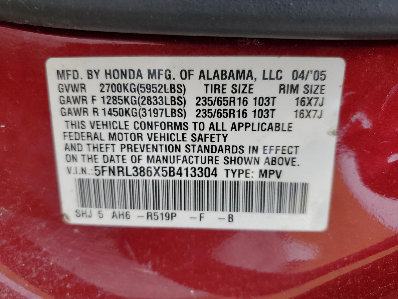 2005 Honda Odyssey - Image 13