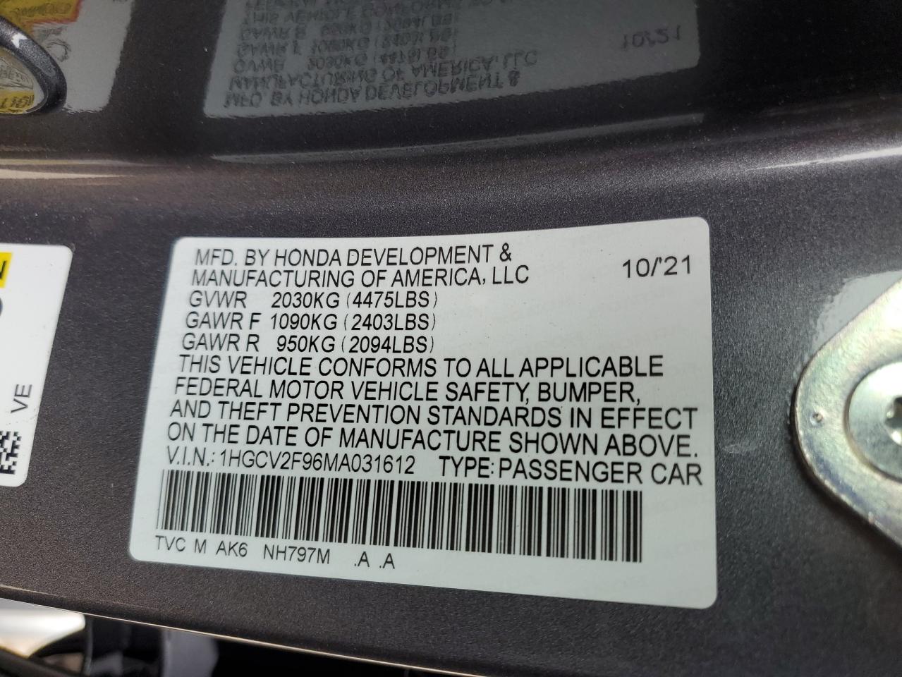 2021 Honda Accord - Image 12