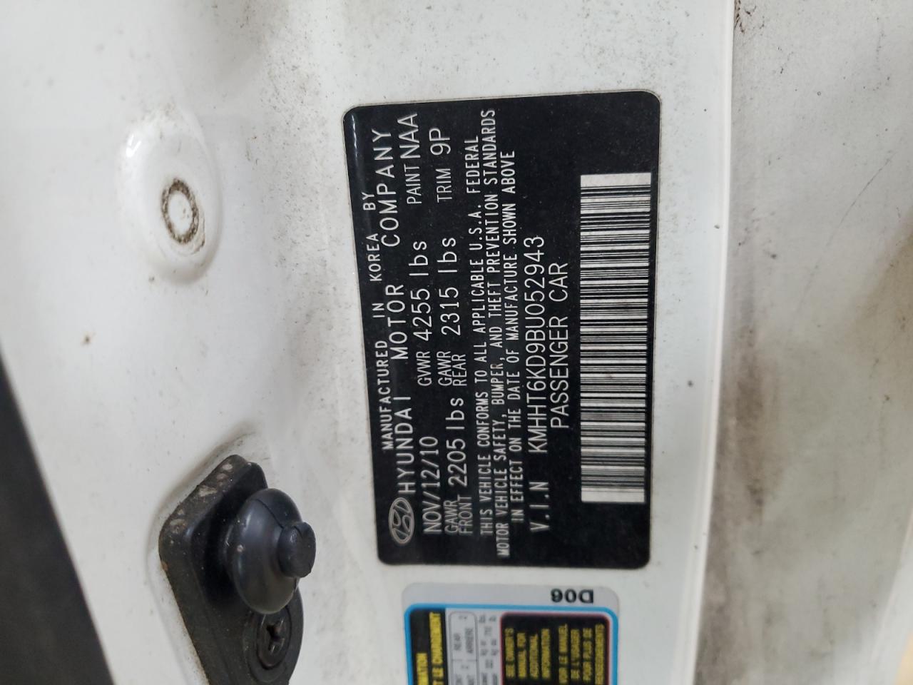 2011 Hyundai Genesis Coupe 2.0T VIN: KMHHT6KD9BU052943 Lot: 45981855