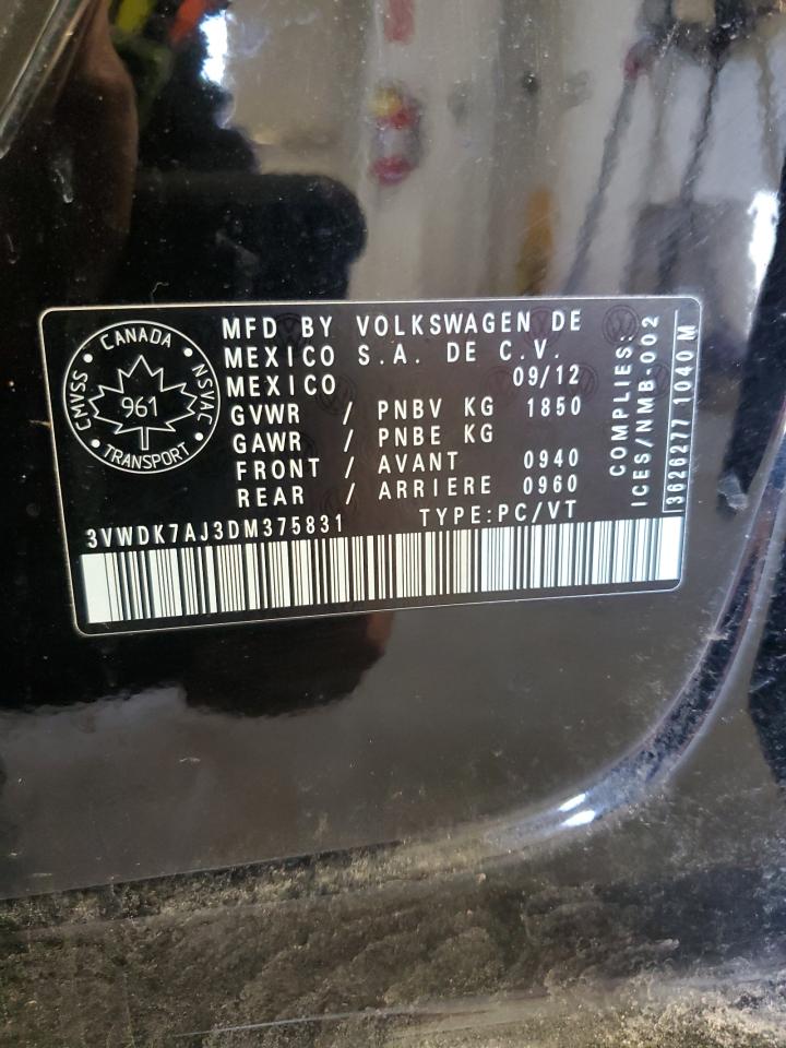 2013 Volkswagen Jetta Se VIN: 3VWDK7AJ3DM375831 Lot: 45870455