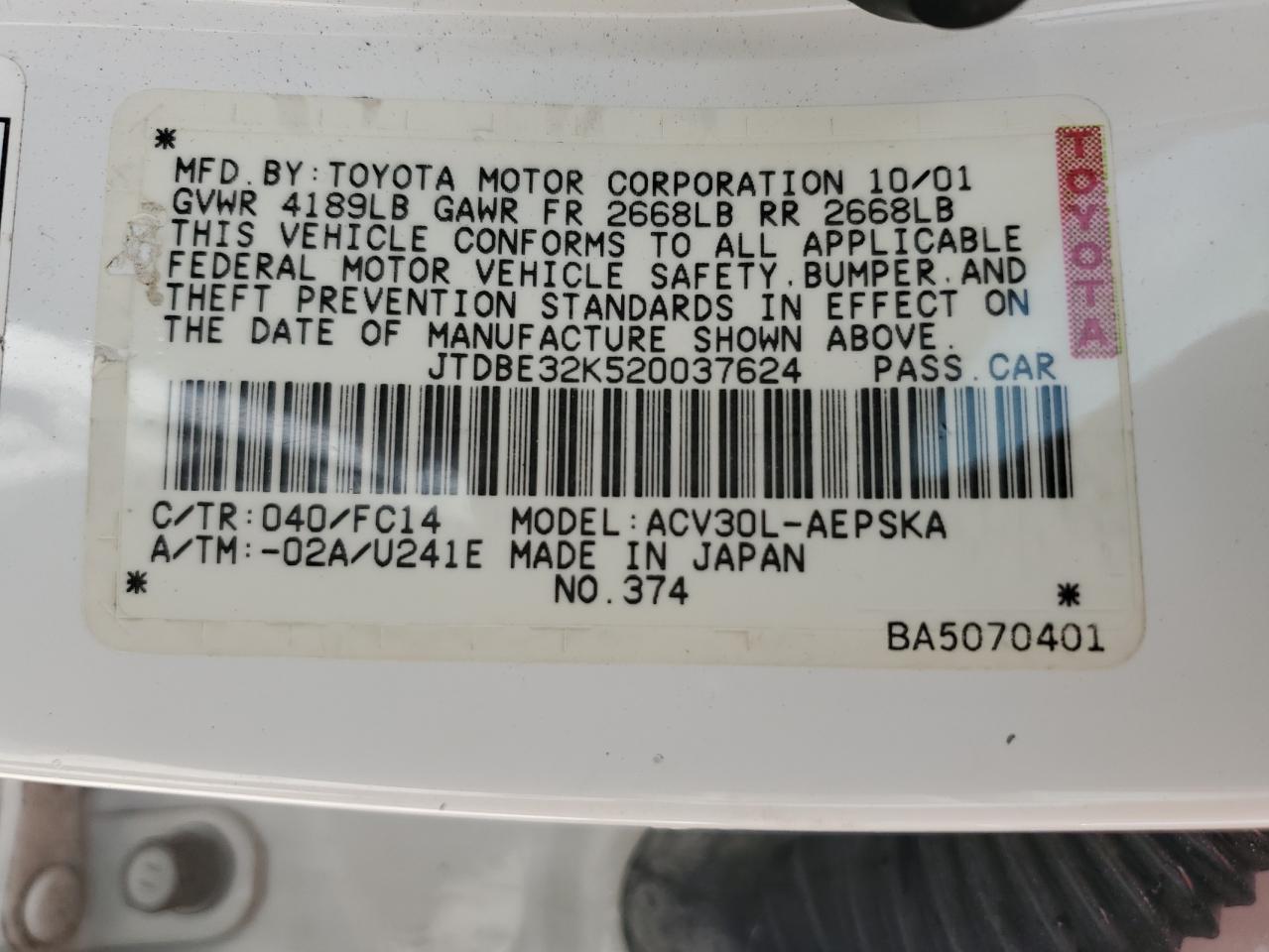 2002 Toyota Camry - Image 12