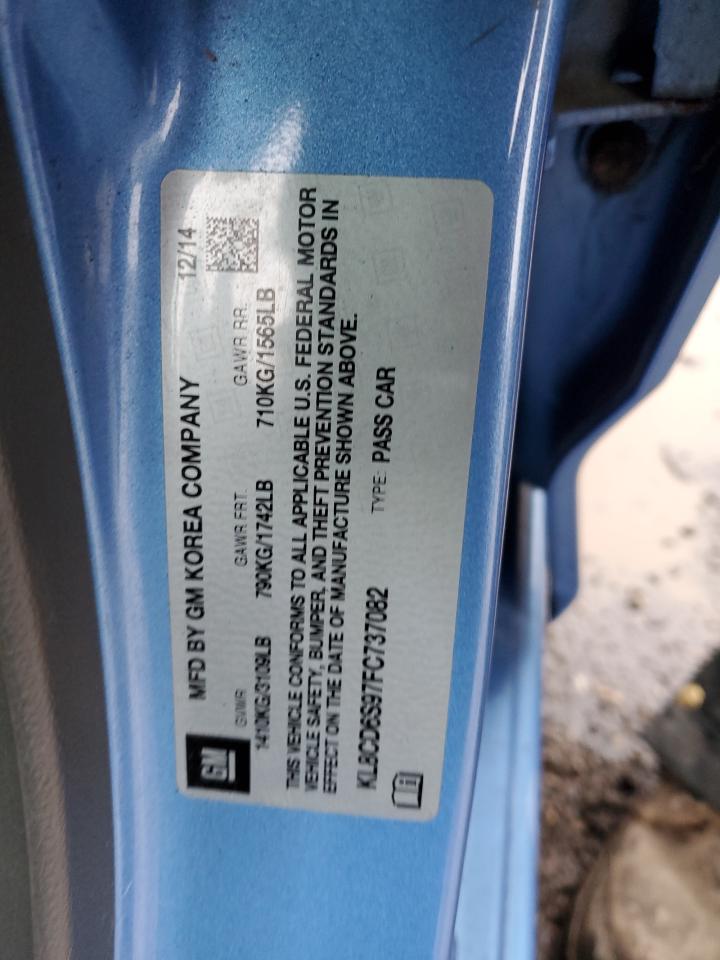 2015 Chevrolet Spark 1Lt VIN: KL8CD6S97FC737082 Lot: 44559665