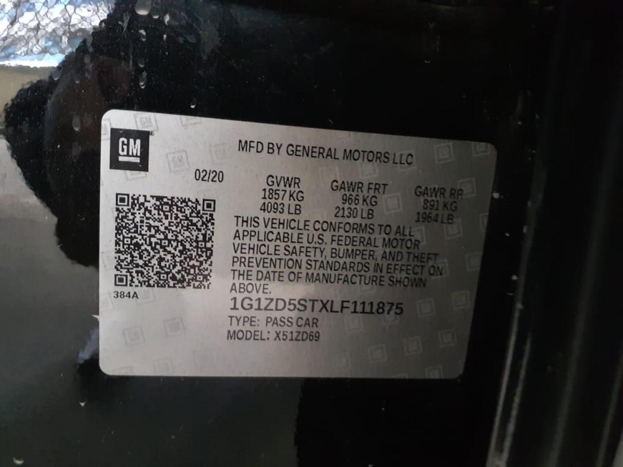 1G1ZD5STXLF111875 - 2020 CHEVROLET MALIBU - #47181575