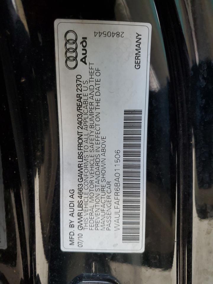 2011 Audi A5 Premium Plus VIN: WAULFAFR6BA011506 Lot: 43634355