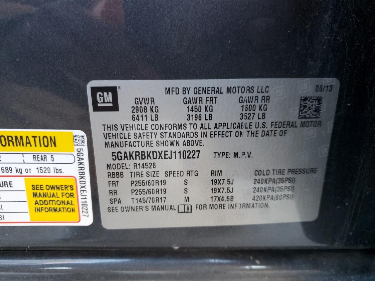 2014 Buick Enclave VIN: 5GAKRBKDXEJ110227 Lot: 43401135