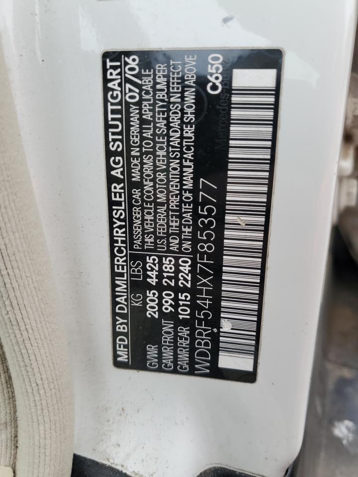 2007 Mercedes-Benz C 280 VIN: WDBRF54HX7F853577 Lot: 44737955