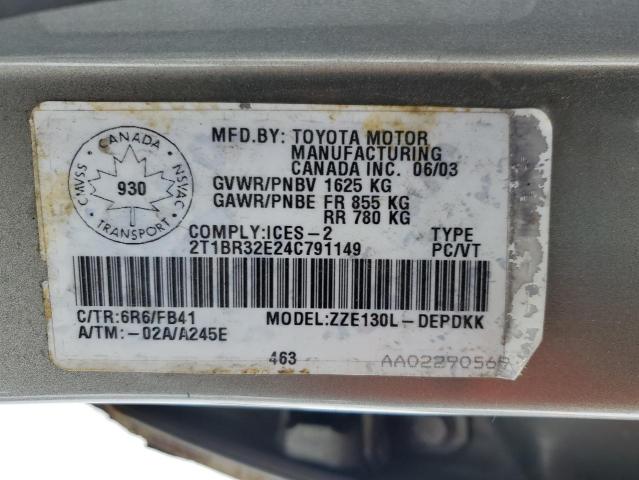 2004 TOYOTA COROLLA CE
