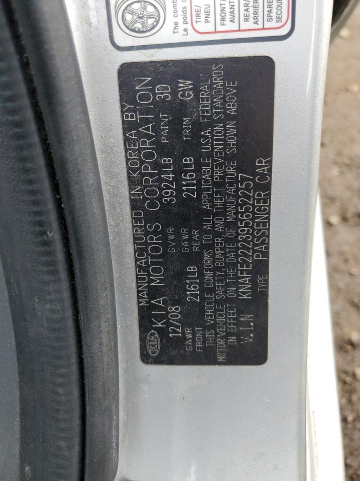 2009 Kia Spectra Ex VIN: KNAFE222395652257 Lot: 46458035