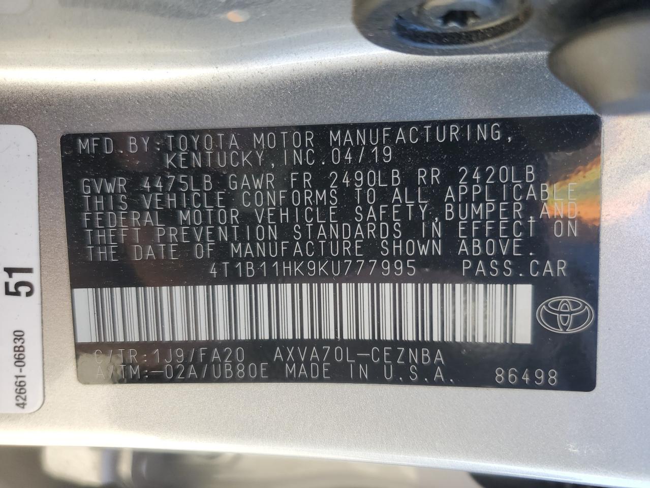 2019 Toyota Camry - Image 12