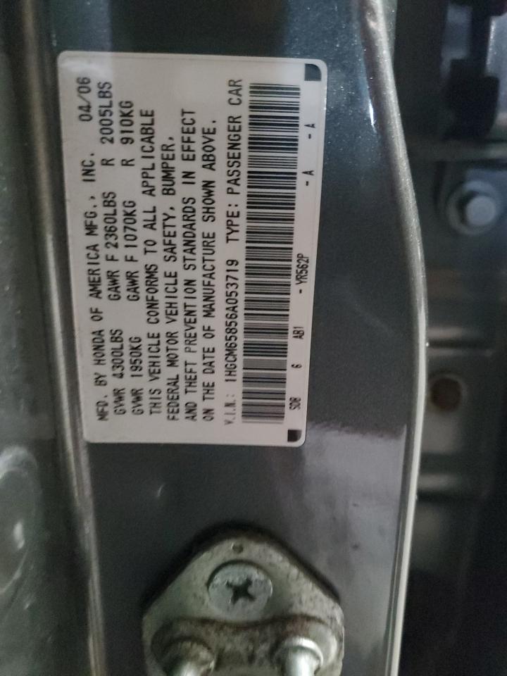 2006 Honda Accord Ex VIN: 1HGCM65856A053719 Lot: 44933435