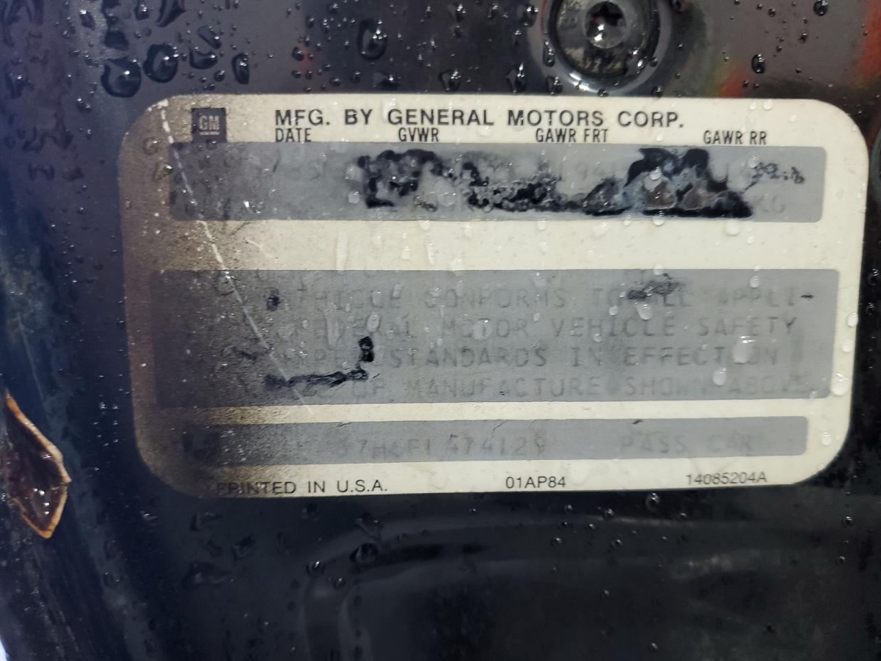 1985 Chevrolet Camaro VIN: 1G1FP87H6FL474129 Lot: 45179835