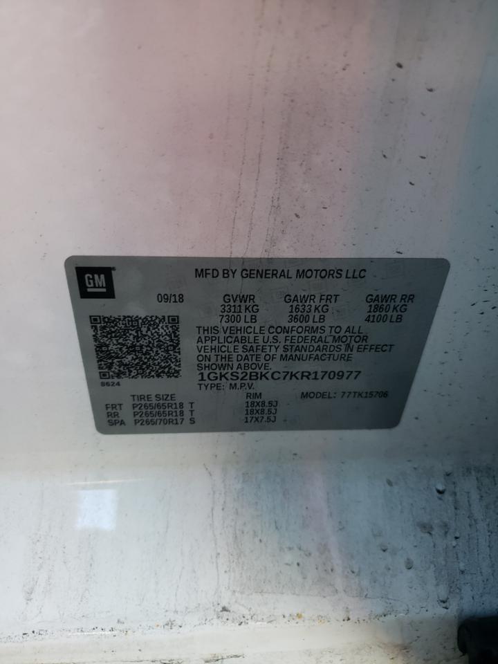 2019 GMC Yukon Slt VIN: 1GKS2BKC7KR170977 Lot: 42416995