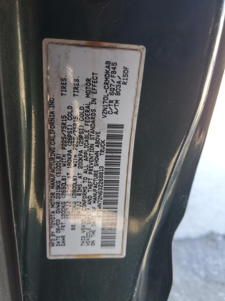 2003 Toyota Tacoma Xtracab VIN: 5TEWN72N63Z268813 Lot: 45455345