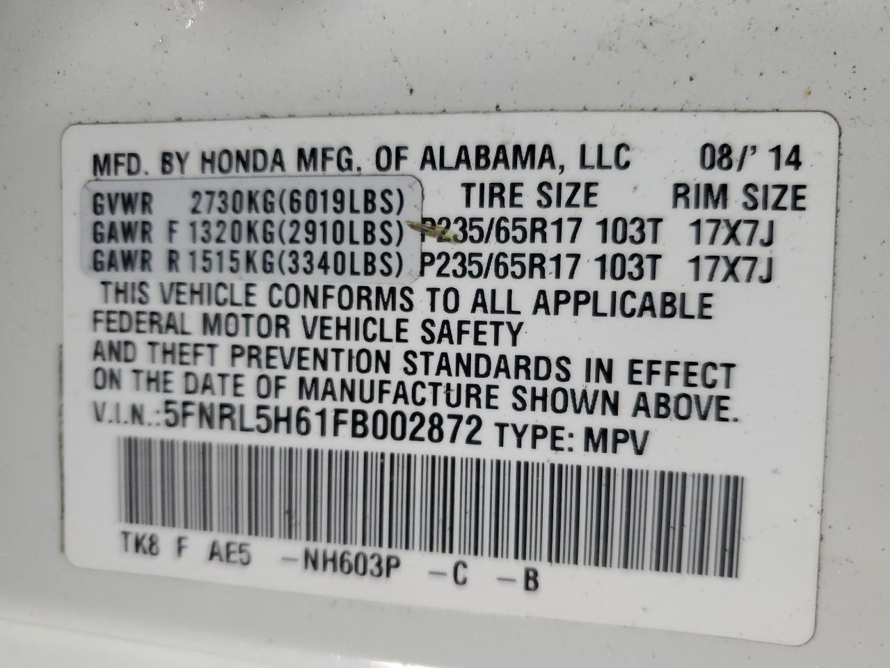2015 Honda Odyssey - Image 15