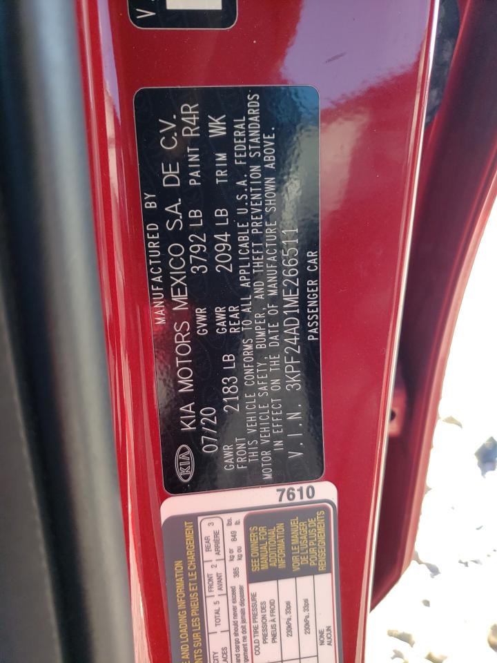 2021 Kia Forte Fe VIN: 3KPF24AD1ME266511 Lot: 46629075