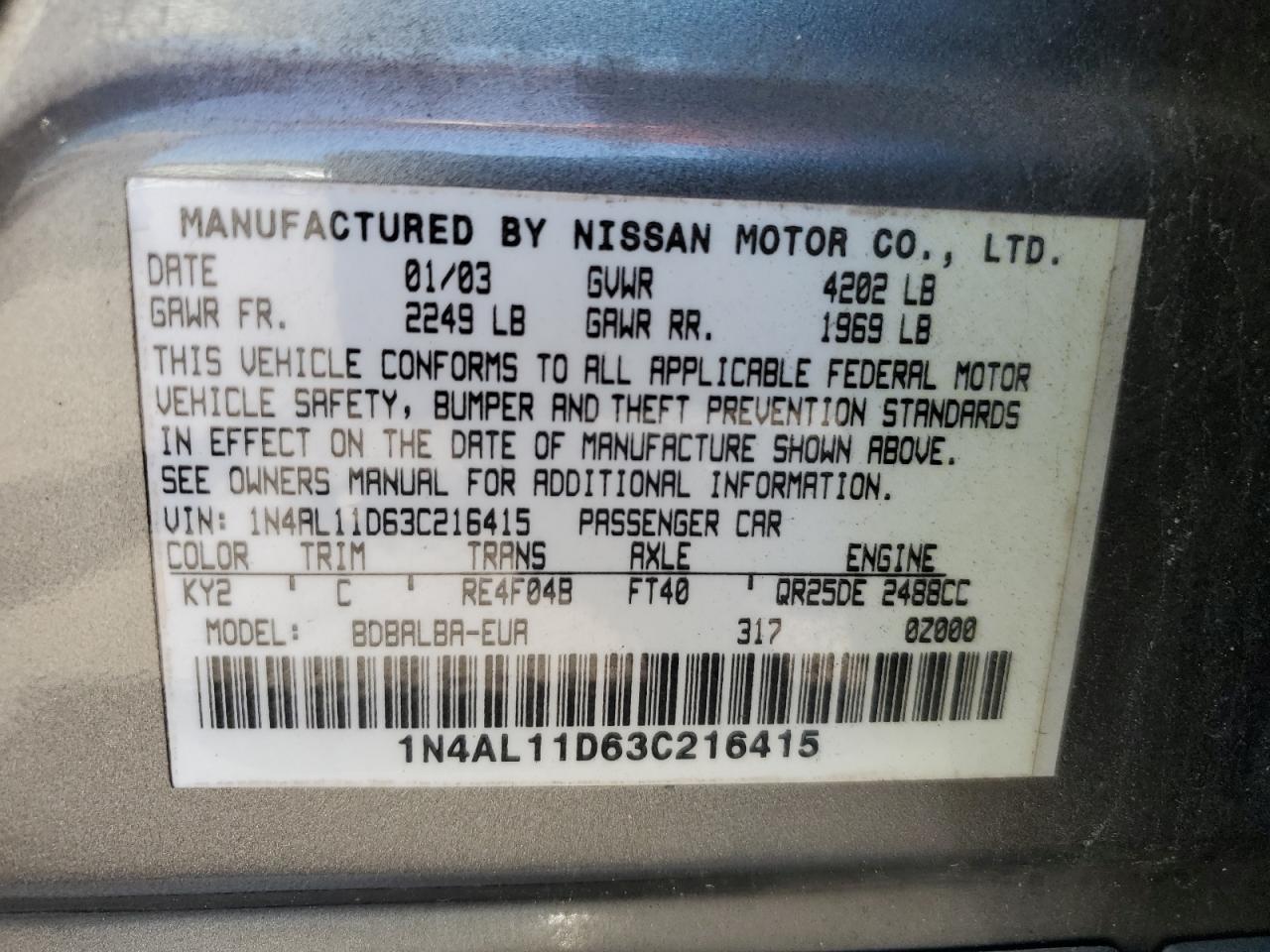 2003 Nissan Altima - Image 12