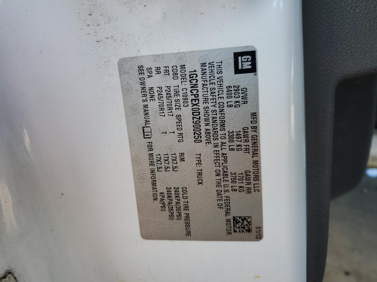 2013 Chevrolet Silverado C1500 VIN: 1GCNCPEX0DZ900250 Lot: 45470765