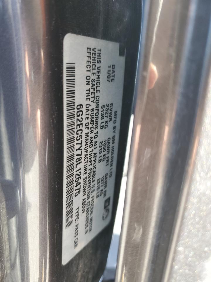 2008 Pontiac G8 Gt VIN: 6G2EC57Y78L126475 Lot: 44251865