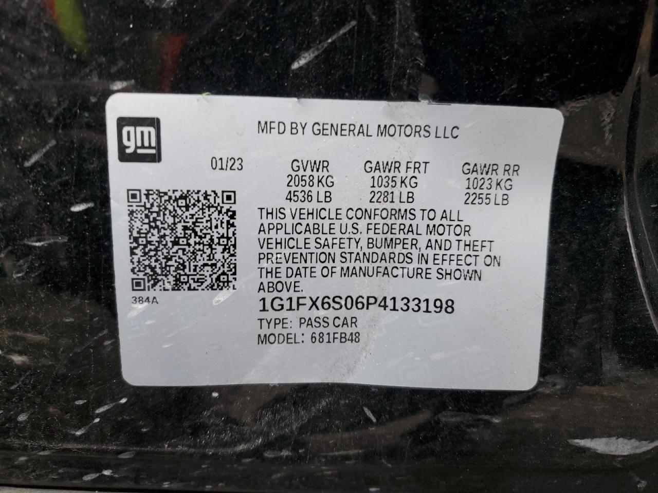 2023 Chevrolet Bolt Ev 2Lt VIN: 1G1FX6S06P4133198 Lot: 43544665