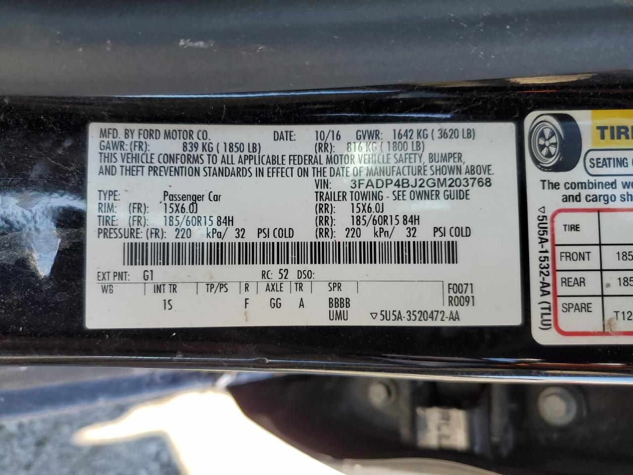 2016 Ford Fiesta Se VIN: 3FADP4BJ2GM203768 Lot: 46278595