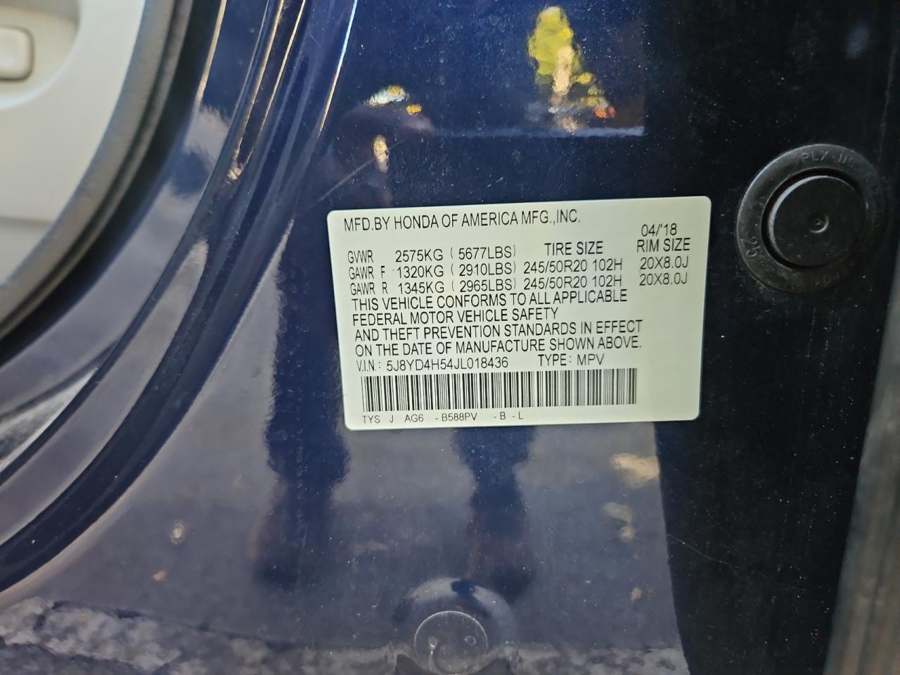 2018 Acura Mdx Technology VIN: 5J8YD4H54JL018436 Lot: 47578935