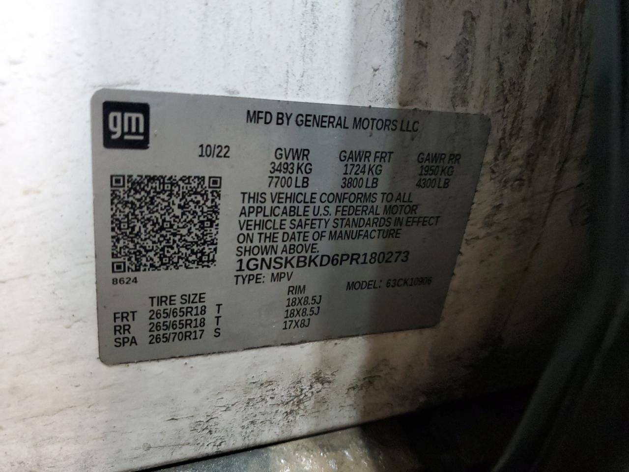 2023 Chevrolet Suburban K1500 Ls VIN: 1GNSKBKD6PR180273 Lot: 46238745