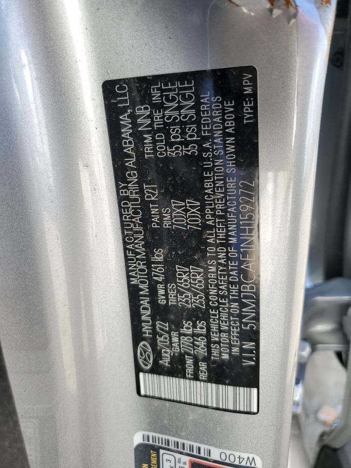 2022 Hyundai Tucson Sel VIN: 5NMJBCAE1NH159272 Lot: 44550865