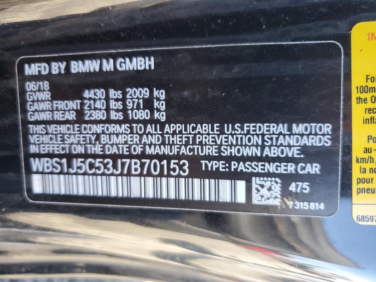 2018 BMW M2 VIN: WBS1J5C53J7B70153 Lot: 47081155