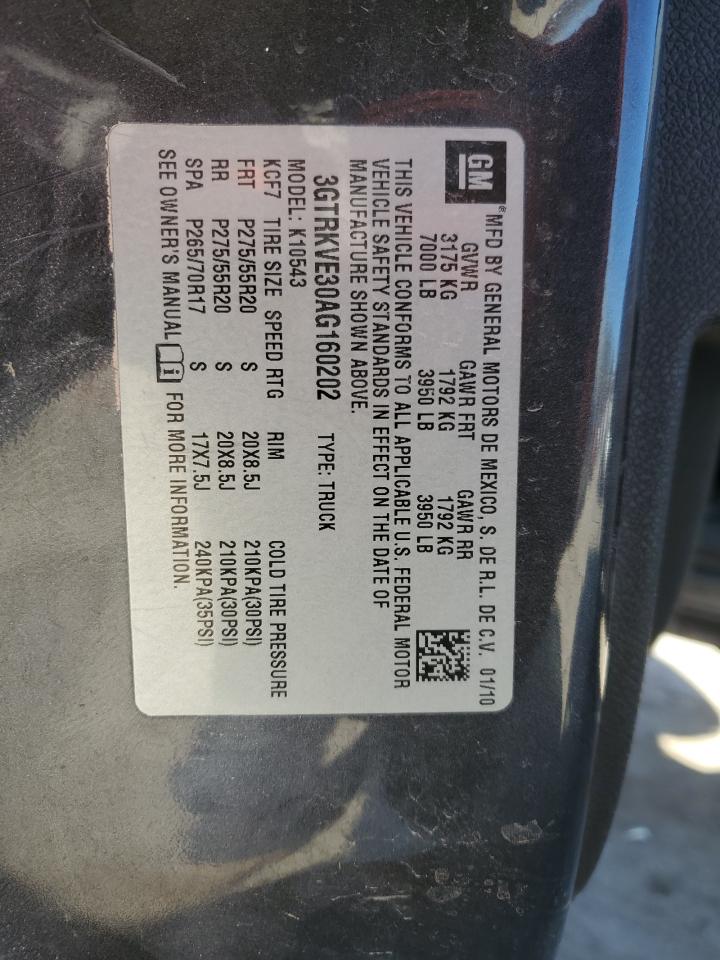 2010 GMC Sierra K1500 Sle VIN: 3GTRKVE30AG160202 Lot: 46320665